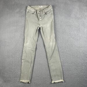 Free People Women's SZ. 26 Gray Cotton Elastane Button Fly Skinny Jeans
